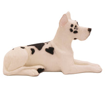 Harlequin Great Dane, Ears Up Lying Down Figurine Pet Cremation Urn - Funeral.com, Inc.