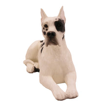 Harlequin Great Dane, Ears Up Lying Down Figurine Pet Cremation Urn - Funeral.com, Inc.