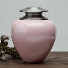 High Gloss Pearl Pink Brass Silver Lid Adult Cremation Urn - Funeral.com, Inc.