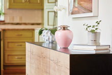 High Gloss Pearl Pink Brass Silver Lid Adult Cremation Urn - Funeral.com, Inc.