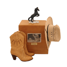 Horse Pet Cremation Urn with Black Rearing Mustang Figurine - Funeral.com, Inc.