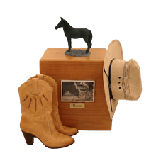 Horse Pet Cremation Urn with Black Standing Figurine - Funeral.com, Inc.