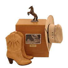 Horse Pet Cremation Urn with Brown Rearing Bay Horse Figurine - Funeral.com, Inc.
