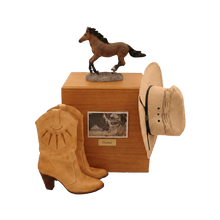 Horse Pet Cremation Urn with Brown Running Bay Horse Figurine - Funeral.com, Inc.