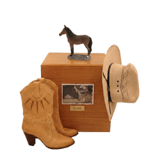 Horse Pet Cremation Urn with Brown Standing Bay Horse Figurine - Funeral.com, Inc.
