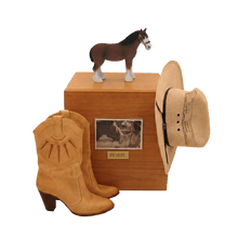 Horse Pet Cremation Urn with Brown Standing Clydesdale Figurine - Funeral.com, Inc.