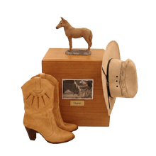 Horse Pet Cremation Urn with Chestnut Standing Bay Horse Figurine - Funeral.com, Inc.