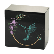 Hummingbird Teal Black Marble Adult Cremation Urn - Funeral.com, Inc.