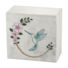 Hummingbird Teal White Marble Adult Cremation Urn - Funeral.com, Inc.