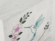 Hummingbird Teal White Marble Adult Cremation Urn - Funeral.com, Inc.