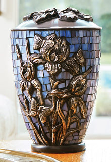 Iris Flower Stained Glass Mosaic Adult Cremation Urn - Funeral.com, Inc.