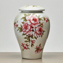 Ivory Ceramic Pink Rose Bouquet Adult Cremation Urn - Funeral.com, Inc.