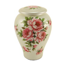 Ivory Ceramic Pink Rose Bouquet Adult Cremation Urn - Funeral.com, Inc.