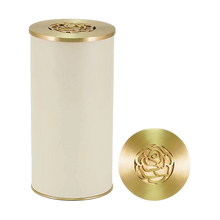 Ivory Stainless Steel Adult Cremation Urn with Rose Lid - Funeral.com, Inc.