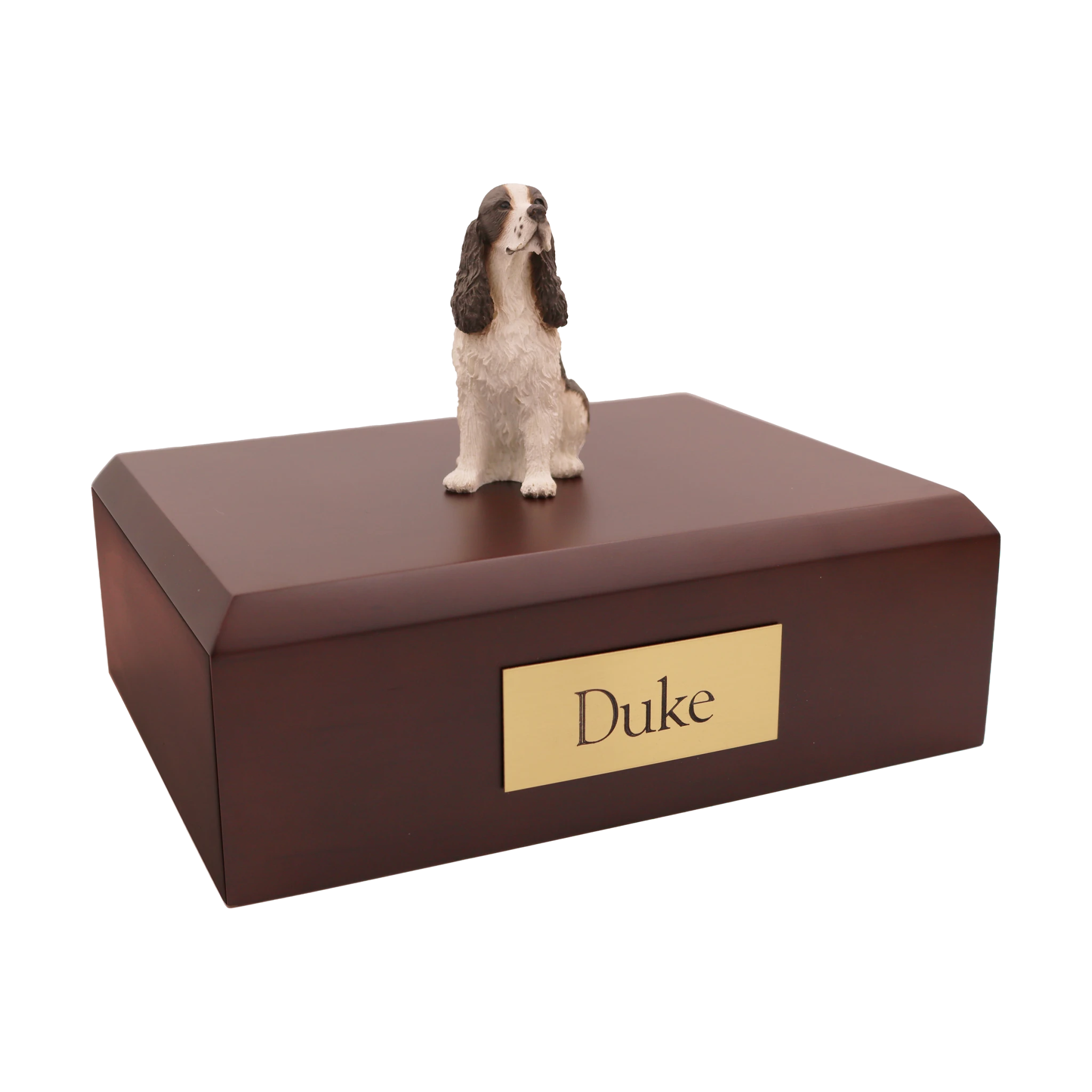 Liver Springer Spaniel Figurine Pet Cremation Urn | Hardwood Base ...