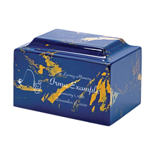 MacKenzie Classic Urn+Vault® for Ashes - Cultured Marble - Blue & Gold
