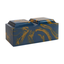 MacKenzie Companion Urn+Vault® for Ashes - Cultured Marble - Blue & Gold