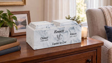 MacKenzie Companion Urn for Ashes - Cultured Marble - White & Black