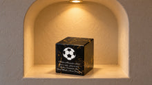 MacKenzie Small Cube Urn for Ashes - Cultured Marble - Black & Gold