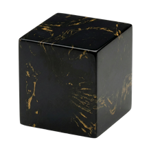 MacKenzie Small Cube Urn+Vault® for Ashes - Cultured Marble - Black & Gold