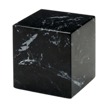 MacKenzie Small Cube Urn+Vault® for Ashes - Cultured Marble - Black & White