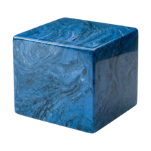 MacKenzie Small Cube Urn+Vault® for Ashes - Cultured Marble - Mystic Blue