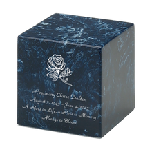 MacKenzie Small Cube Urn for Ashes - Cultured Marble - Navy