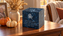 MacKenzie Small Cube Urn for Ashes - Cultured Marble - Navy