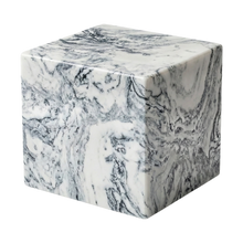 MacKenzie Small Cube Urn+Vault® for Ashes - Cultured Marble - White & Black