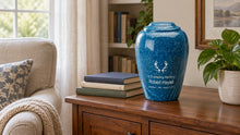 MacKenzie Grecian Urn for Ashes - Cultured Granite - Paradise Blue