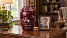 MacKenzie Grecian Urn for Ashes - Cultured Marble - Berry