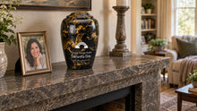 MacKenzie Grecian Urn for Ashes - Cultured Marble - Black & Gold