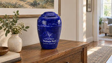 MacKenzie Grecian Urn for Ashes - Cultured Marble - Cobalt