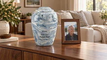 MacKenzie Grecian Urn for Ashes - Cultured Marble - Sky Blue