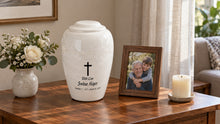 MacKenzie Grecian Urn for Ashes - Cultured Marble - White