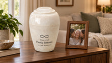 MacKenzie Grecian Urn for Ashes - Cultured Onyx  - Pearl