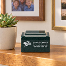 MacKenzie Keepsake Urn for Ashes - Cultured Granite - Sea Holly Green