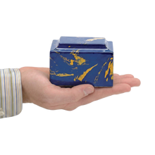 MacKenzie Keepsake Urn+Vault® for Ashes - Cultured Marble - Blue & Gold