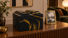 MacKenzie Niche Companion Urn for Ashes - Cultured Marble - Black & Gold