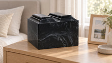 MacKenzie Niche Companion Urn for Ashes - Cultured Marble - Black & White