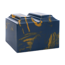 MacKenzie Niche Companion Urn+Vault® for Ashes - Cultured Marble - Blue & Gold