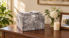 MacKenzie Niche Companion Urn for Ashes - Cultured Marble - Cashmere Gray