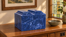 MacKenzie Niche Companion Urn for Ashes - Cultured Marble - Cobalt