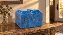 MacKenzie Niche Companion Urn for Ashes - Cultured Marble - Mystic Blue