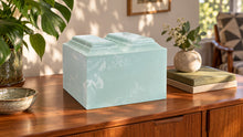 MacKenzie Niche Companion Urn for Ashes - Cultured Marble - Seafoam Green