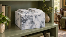 MacKenzie Niche Companion Urn for Ashes - Cultured Marble - White & Black