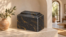 MacKenzie Niche Urn for Ashes - Cultured Marble - Black & Gold