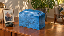 MacKenzie Niche Urn for Ashes - Cultured Marble - Mystic Blue