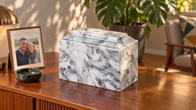 MacKenzie Niche Urn for Ashes - Cultured Marble - White & Black