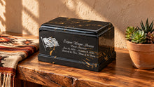 MacKenzie Olympus Urn for Ashes - Cultured Marble - Black & Gold